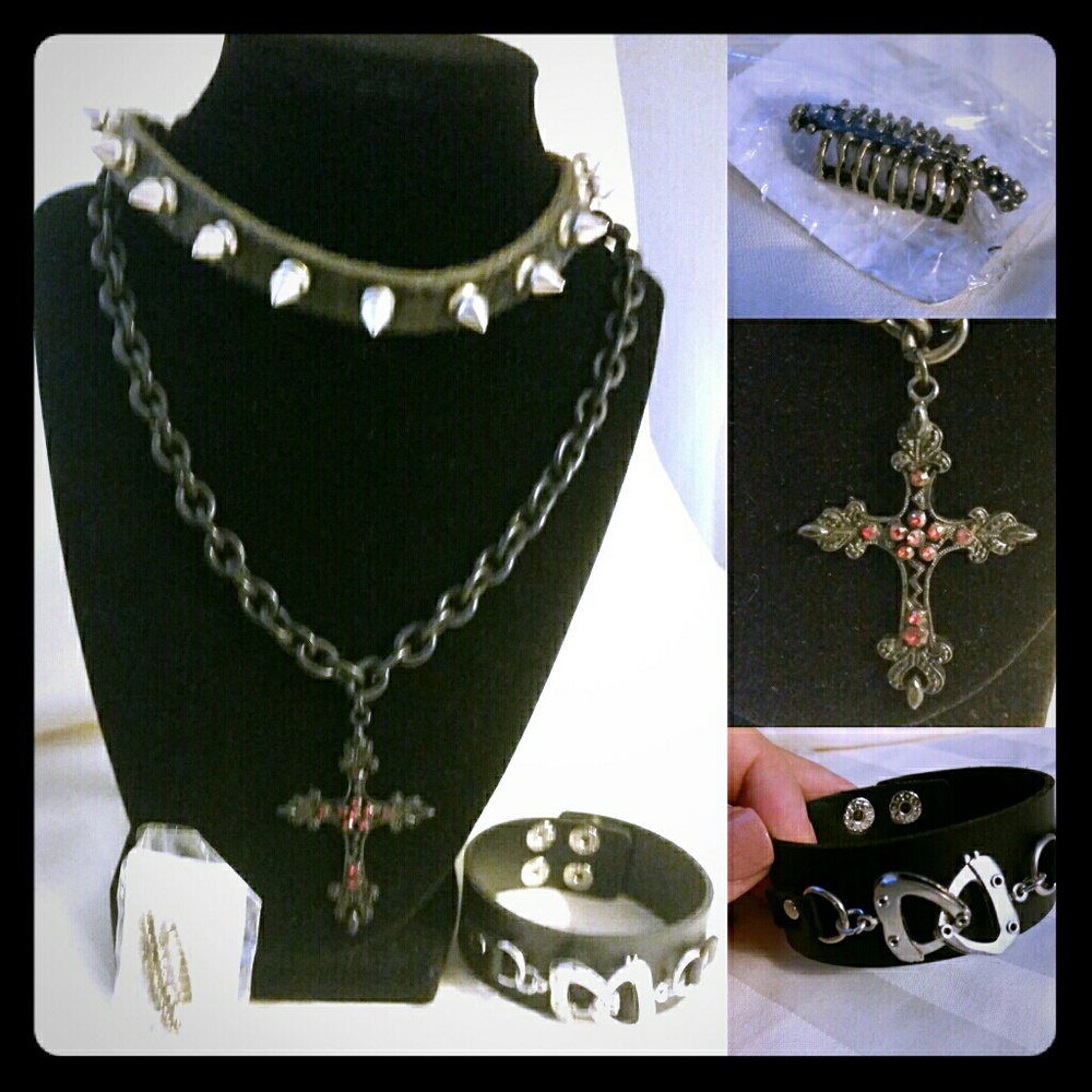 Punk Rock Goth Costume Jewelry Halloween Bundle